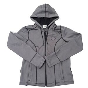 Harley Davidson Womens‎ Size Small Gray Fleece Lined Full Zip Hoodie Jacket